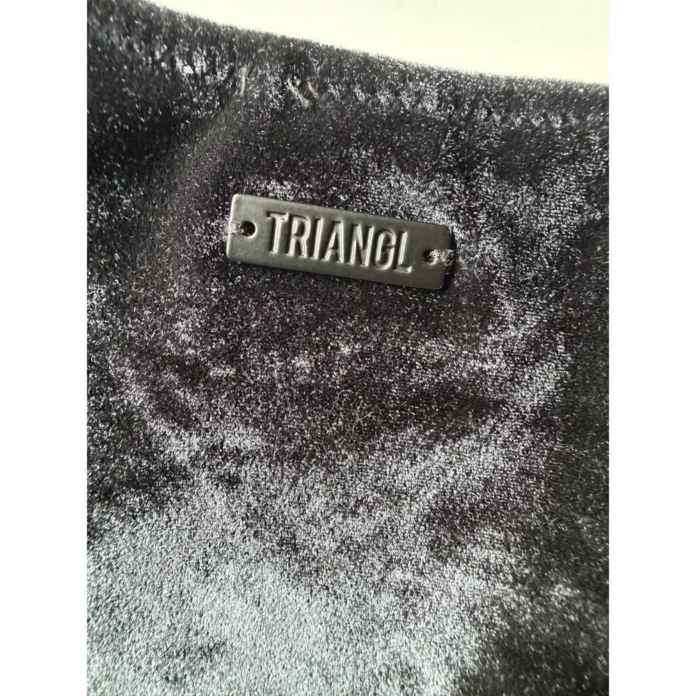 Triangl Black Velvet Bikini Bottoms Women’s Size M Swimwear High Cut
